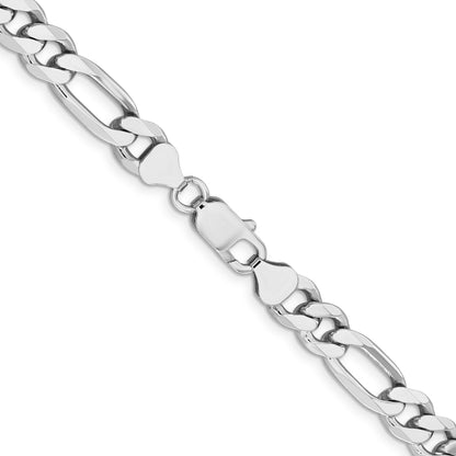 22 Inch Sterling Silver Rhodium-Plated 7.75mm Figaro Chain