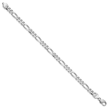 9 Inch Sterling Silver Rhodium-Plated 7.75mm Figaro Chain
