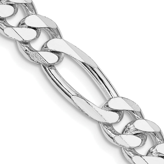 22 Inch Sterling Silver Rhodium-Plated 7.75mm Figaro Chain