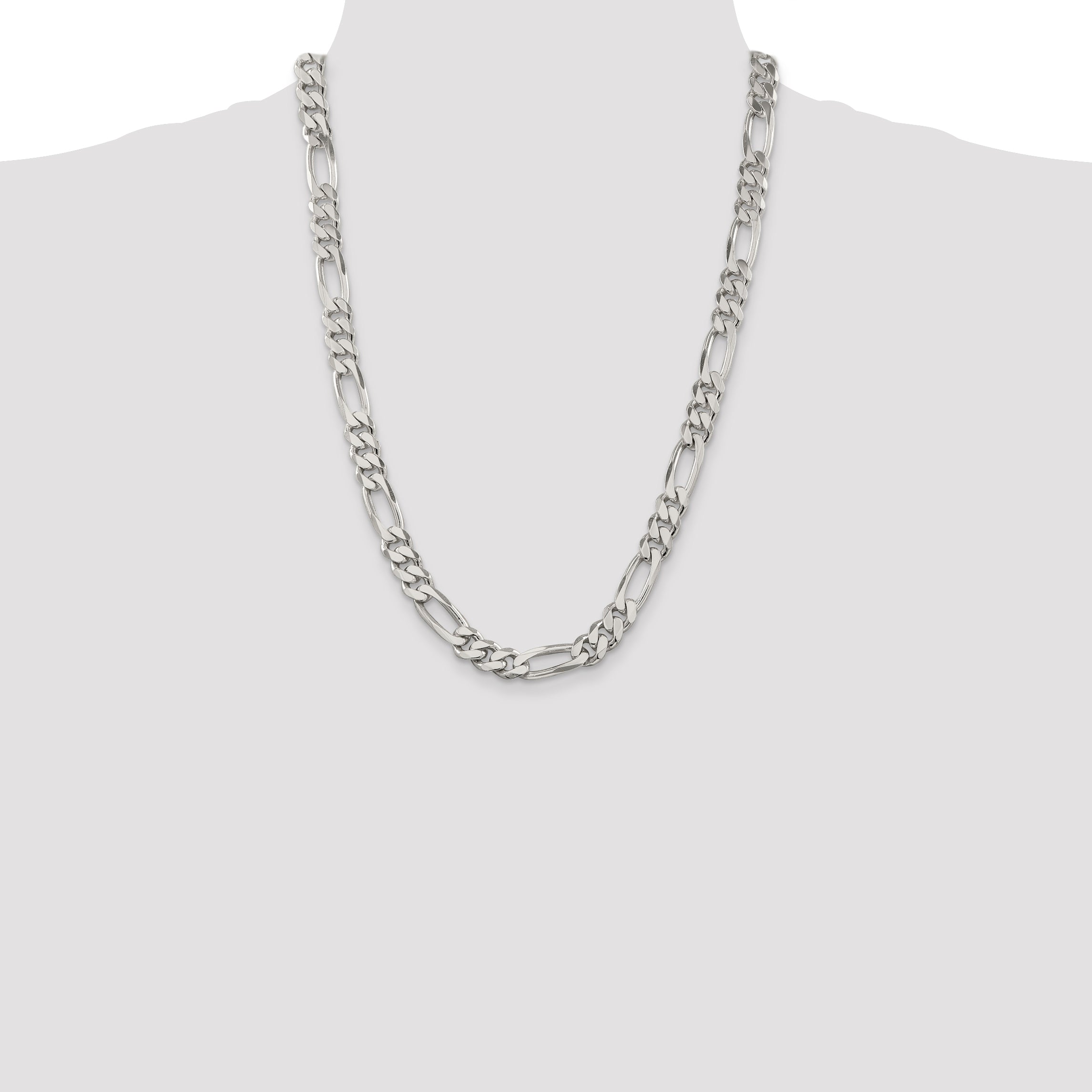 24 Inch Sterling Silver 9mm Figaro Chain