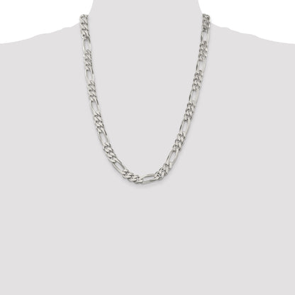24 Inch Sterling Silver 9mm Figaro Chain
