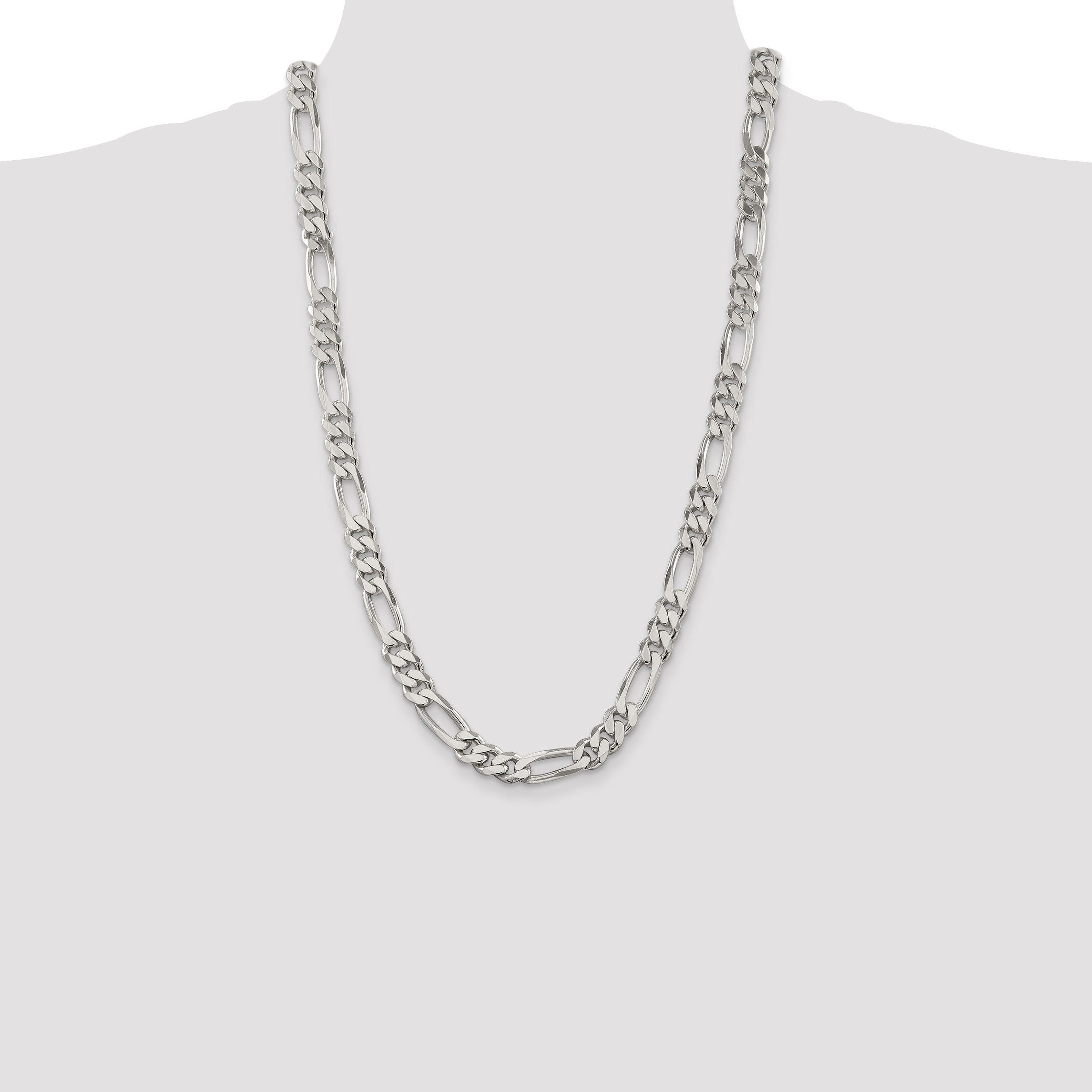 26 Inch Sterling Silver 9mm Figaro Chain