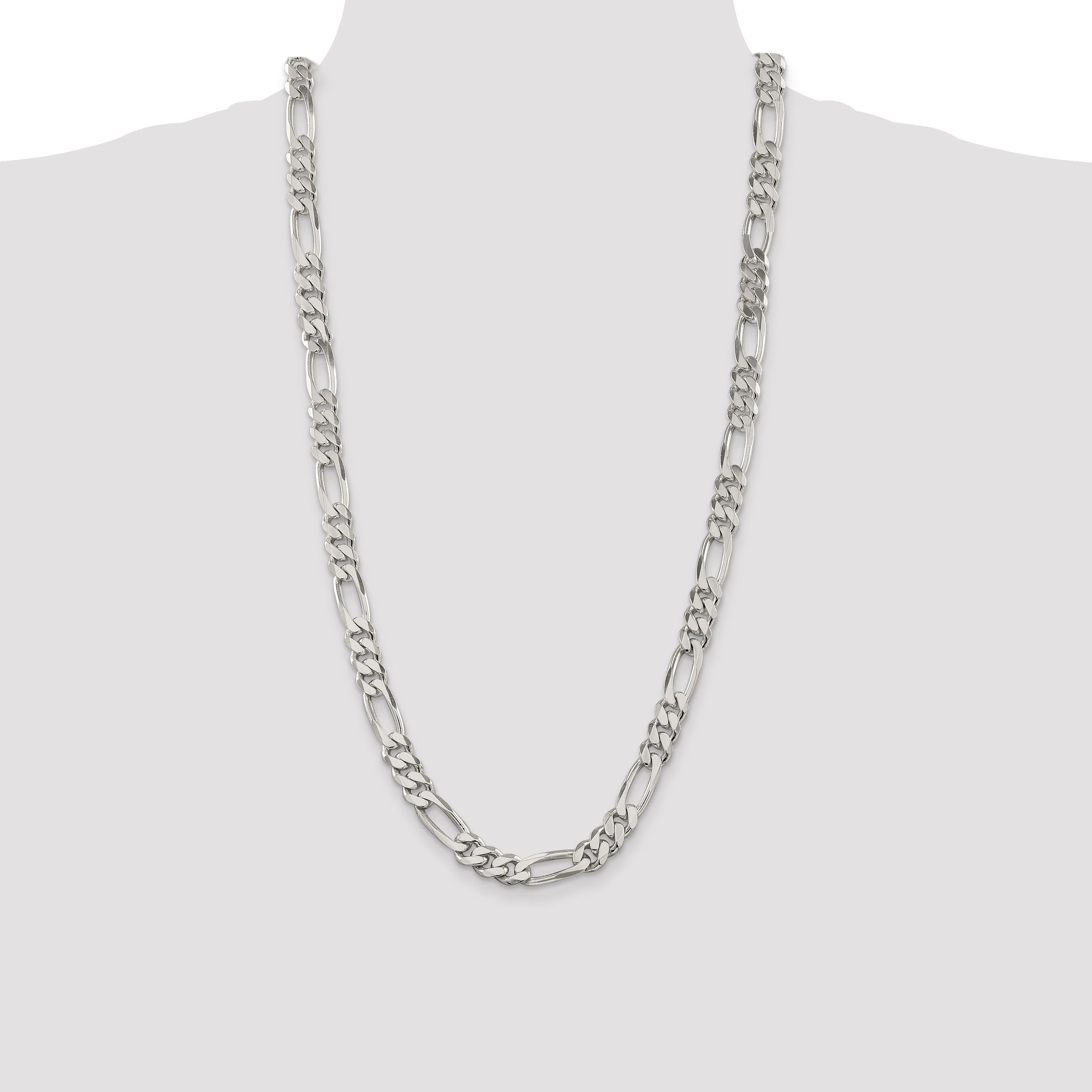 28 Inch Sterling Silver 9mm Figaro Chain