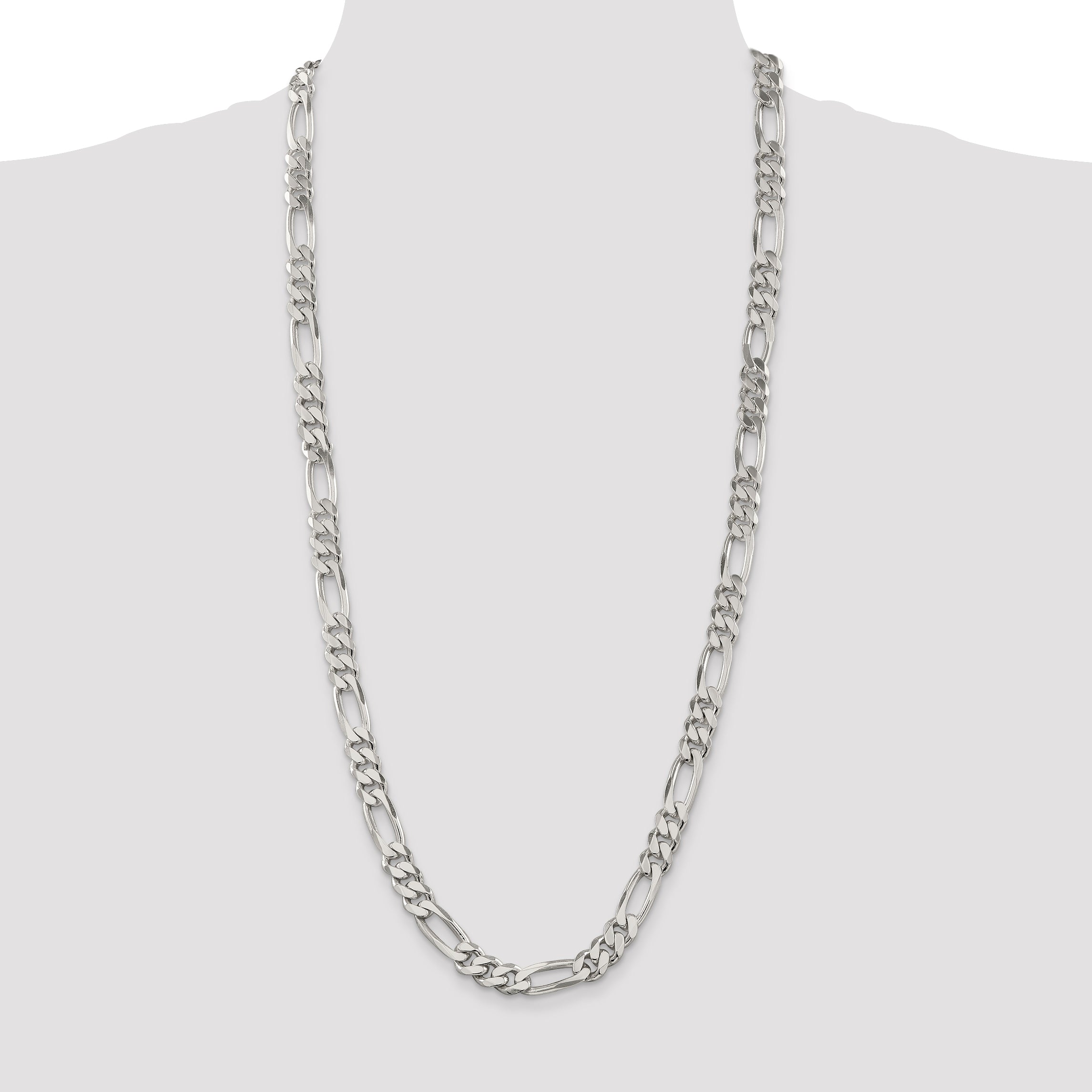30 Inch Sterling Silver 9mm Figaro Chain