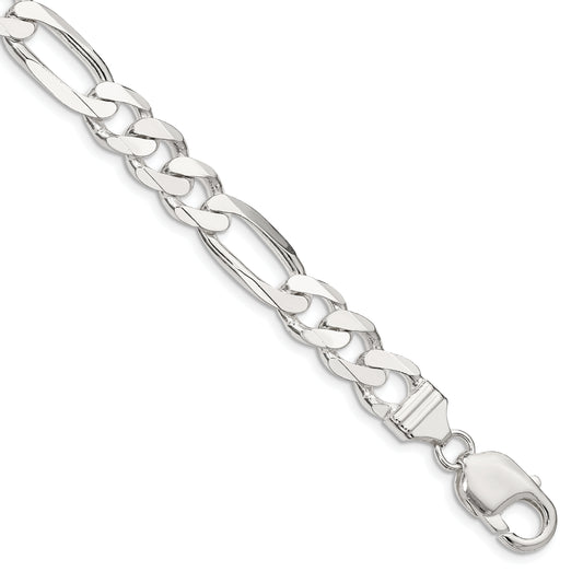 9 Inch Sterling Silver 9mm Figaro Chain