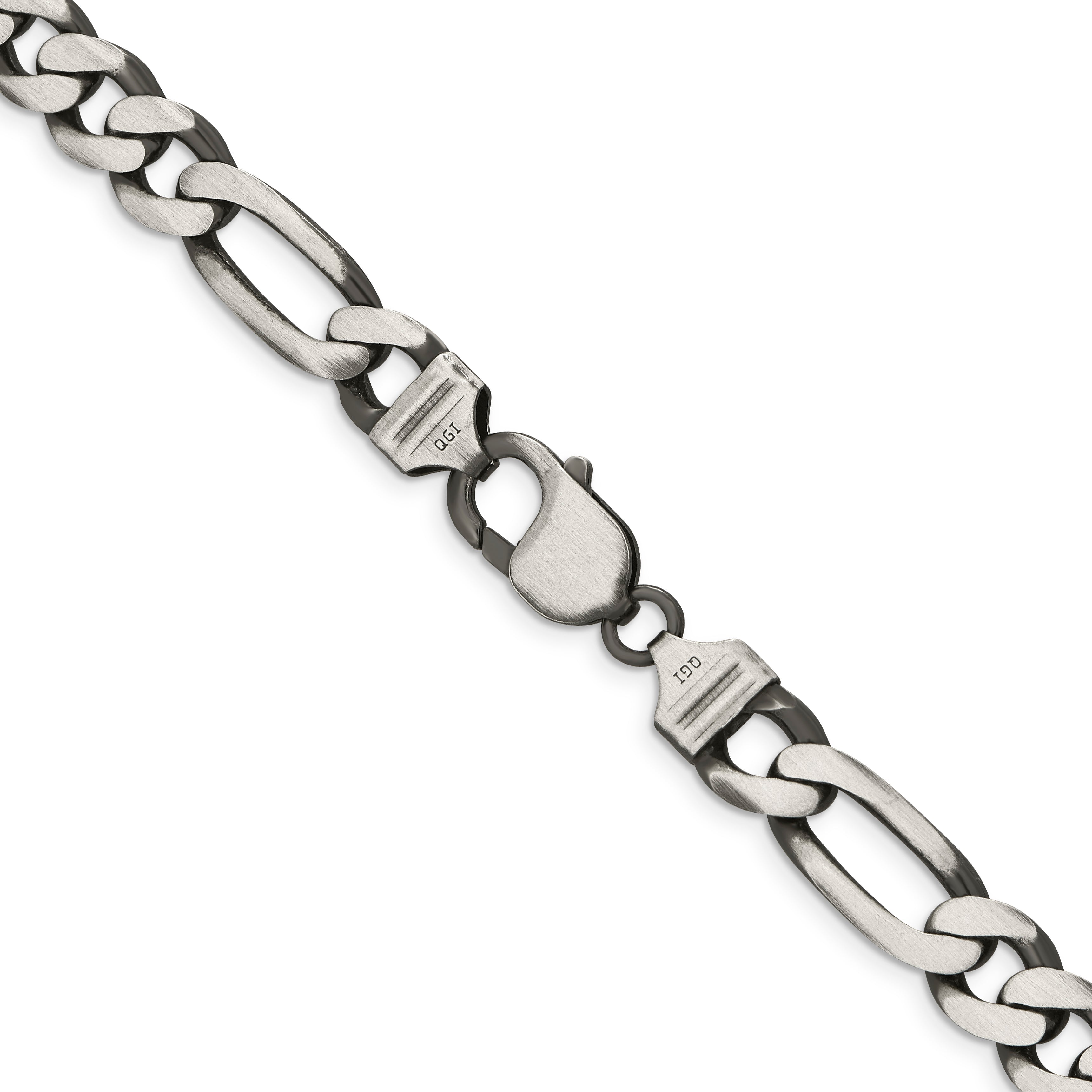 26 Inch Sterling Silver Antiqued 9mm Figaro Chain