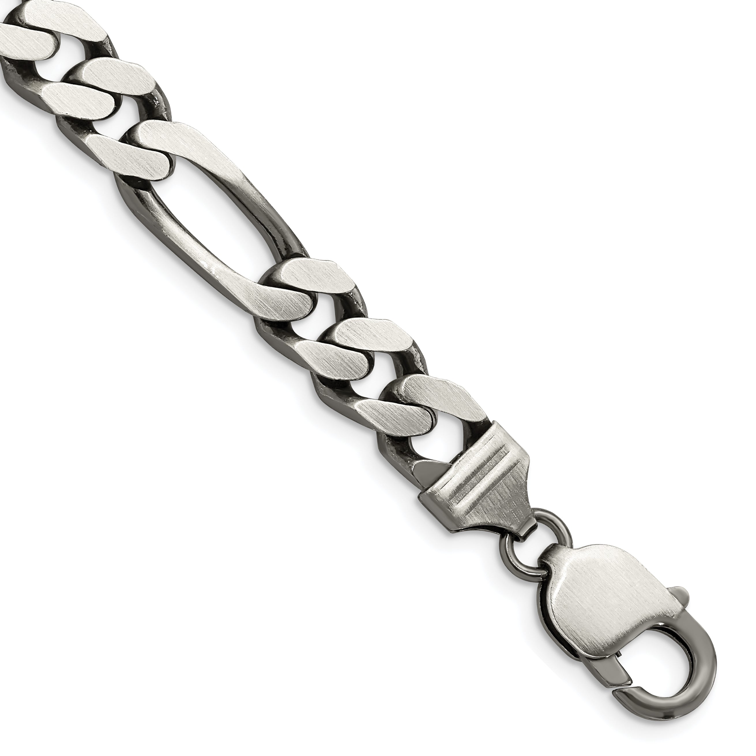 8 Inch Sterling Silver Antiqued 9mm Figaro Chain