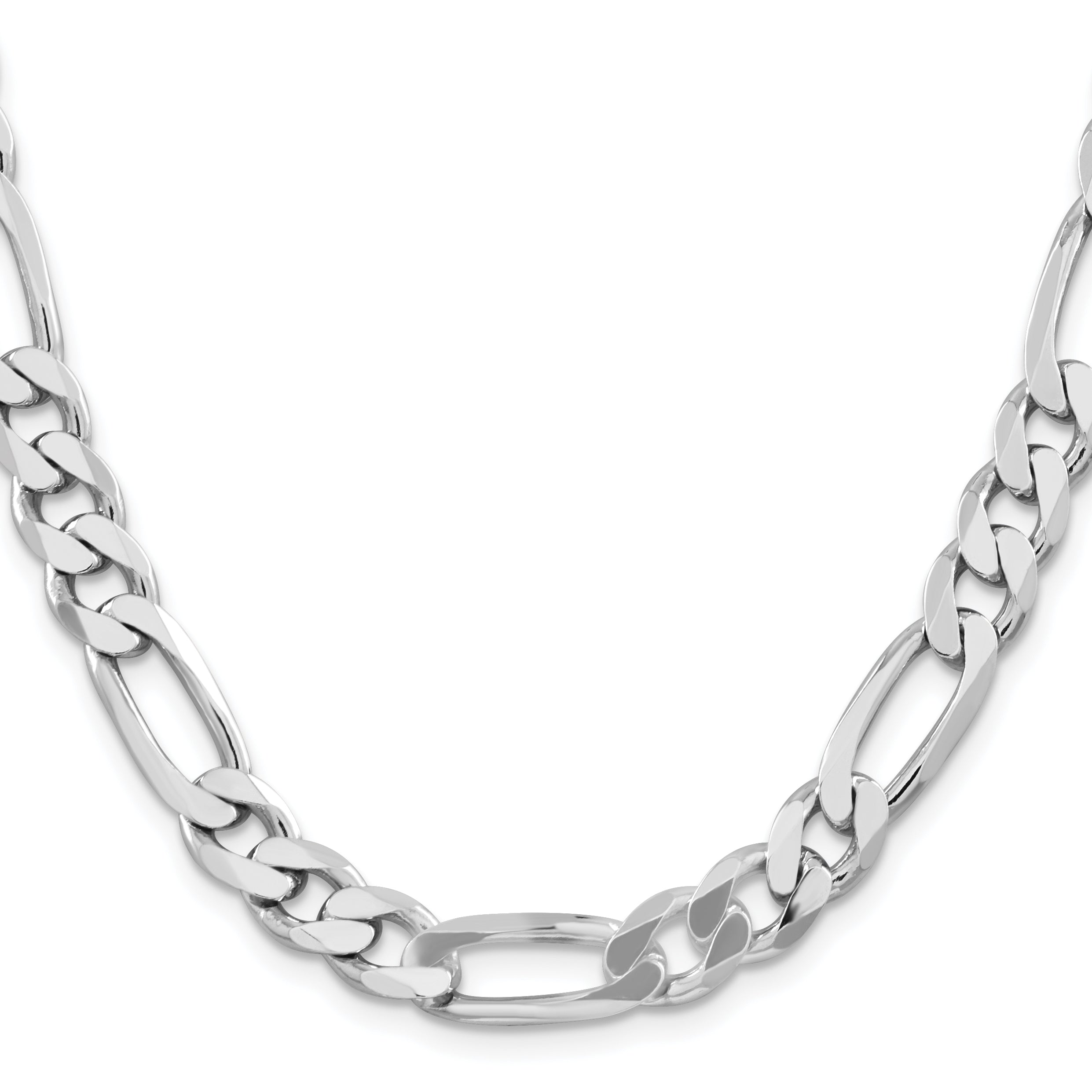 24 Inch Sterling Silver Rhodium-Plated 9mm Figaro Chain