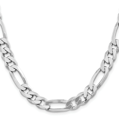 24 Inch Sterling Silver Rhodium-Plated 9mm Figaro Chain