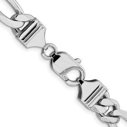 Sterling Silver Rhodium-Plated 9mm Figaro Chain Necklace