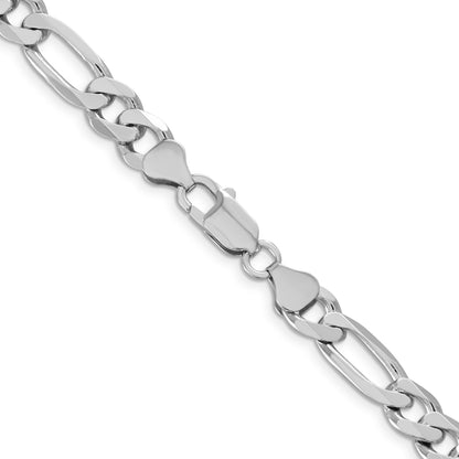 24 Inch Sterling Silver Rhodium-Plated 9mm Figaro Chain