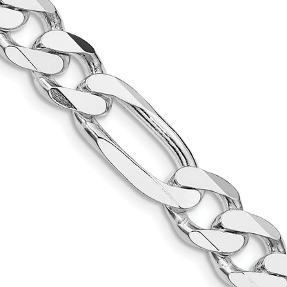 24 Inch Sterling Silver Rhodium-Plated 9mm Figaro Chain
