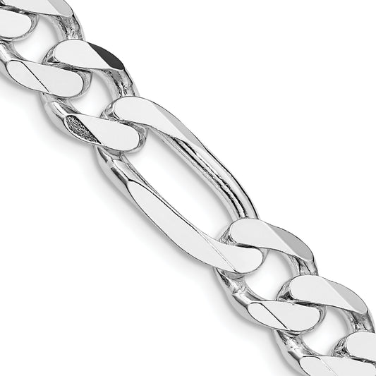 24 Inch Sterling Silver Rhodium-Plated 9mm Figaro Chain