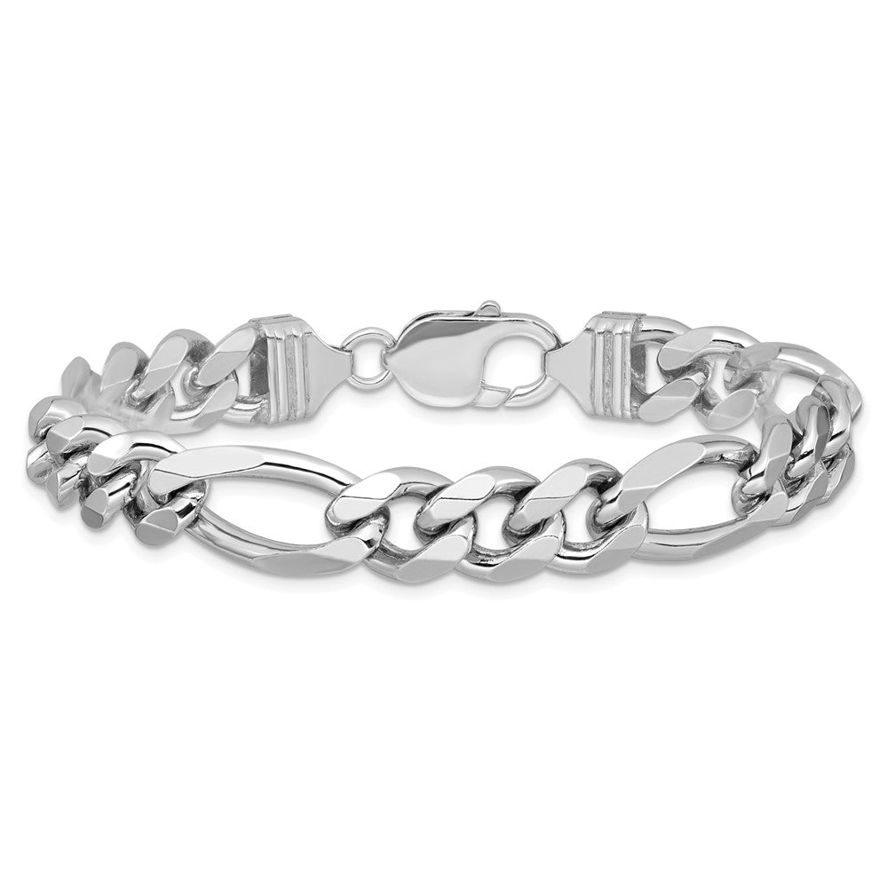 Sterling Silver Rhodium-plated 10.2mm Figaro Chain Bracelet