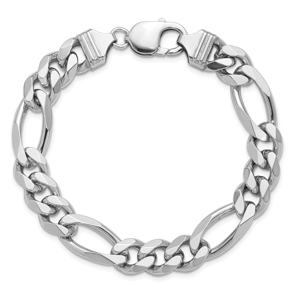 Sterling Silver Rhodium-plated 10.2mm Figaro Chain Bracelet