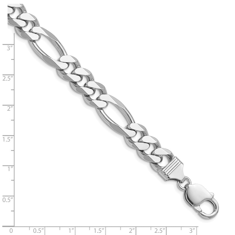 Sterling Silver Rhodium-plated 10.2mm Figaro Chain Bracelet