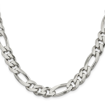Sterling Silver 10.75mm Figaro Chain Necklace