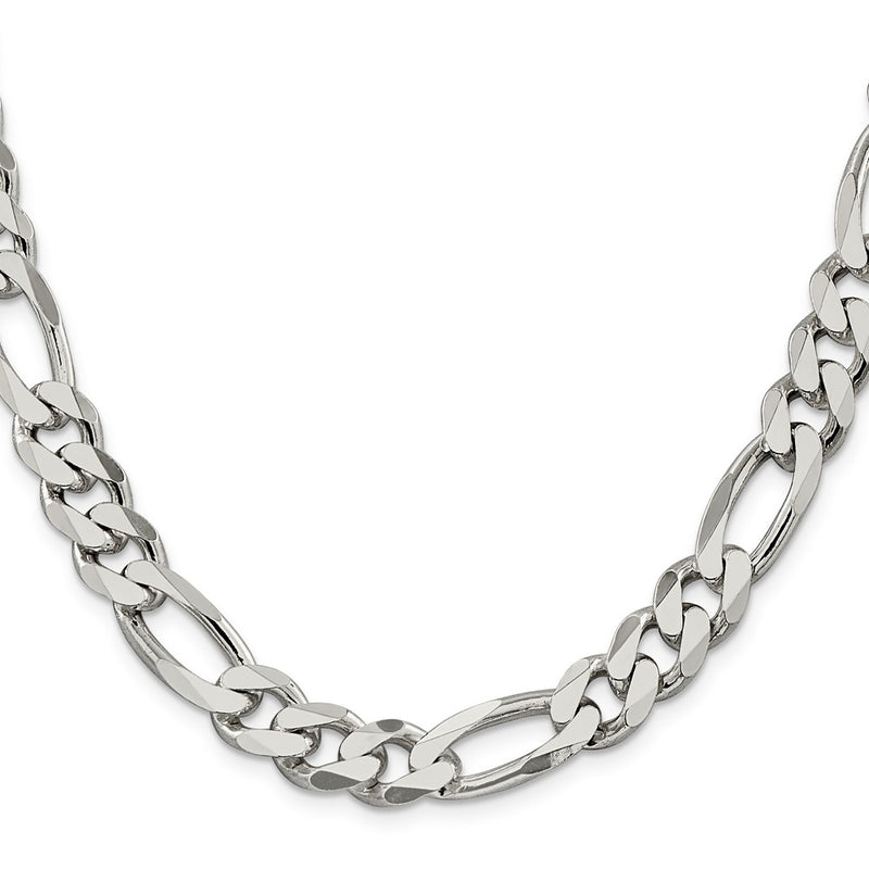 Sterling Silver 10.75mm Figaro Chain Necklace