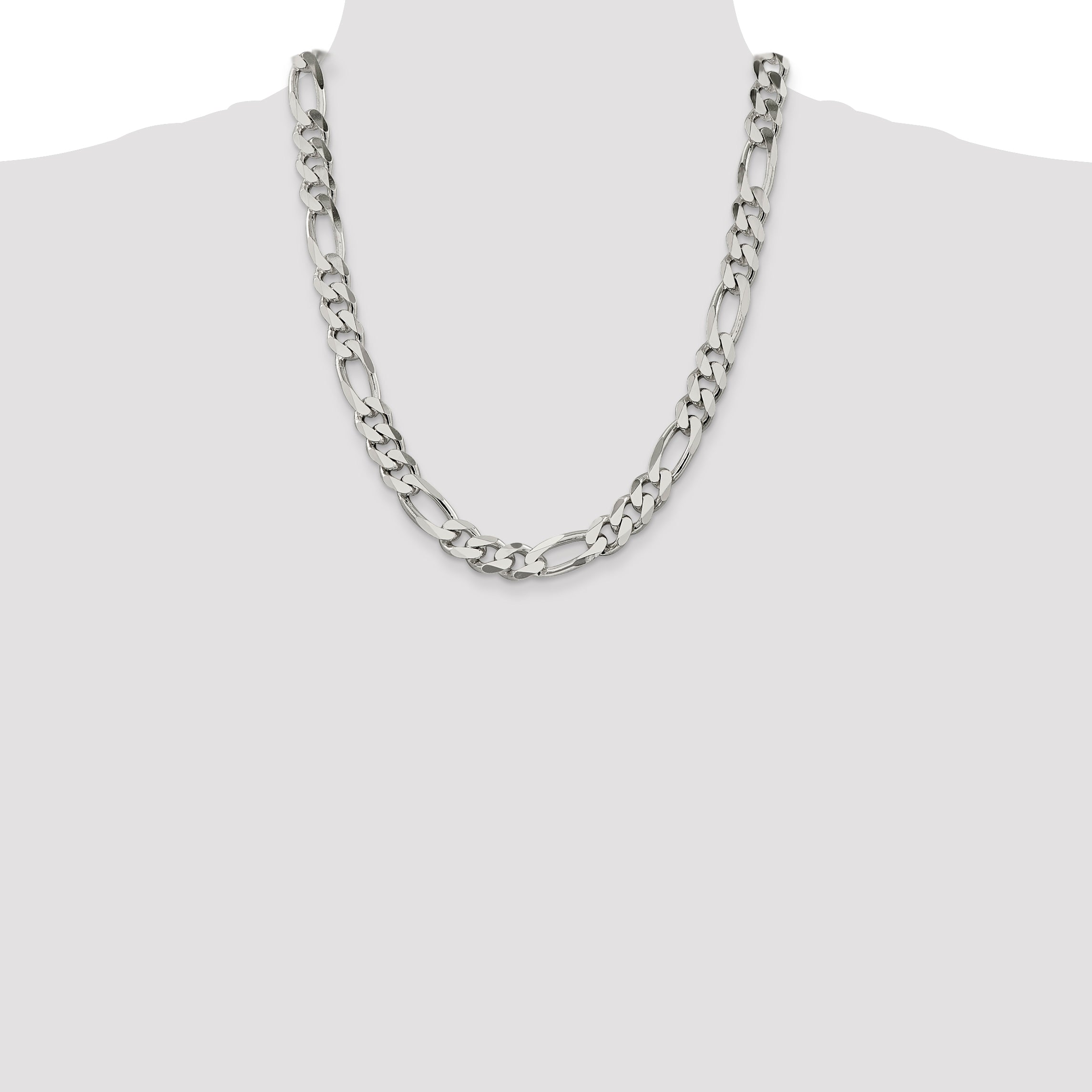 22 Inch Sterling Silver 10.75mm Figaro Chain