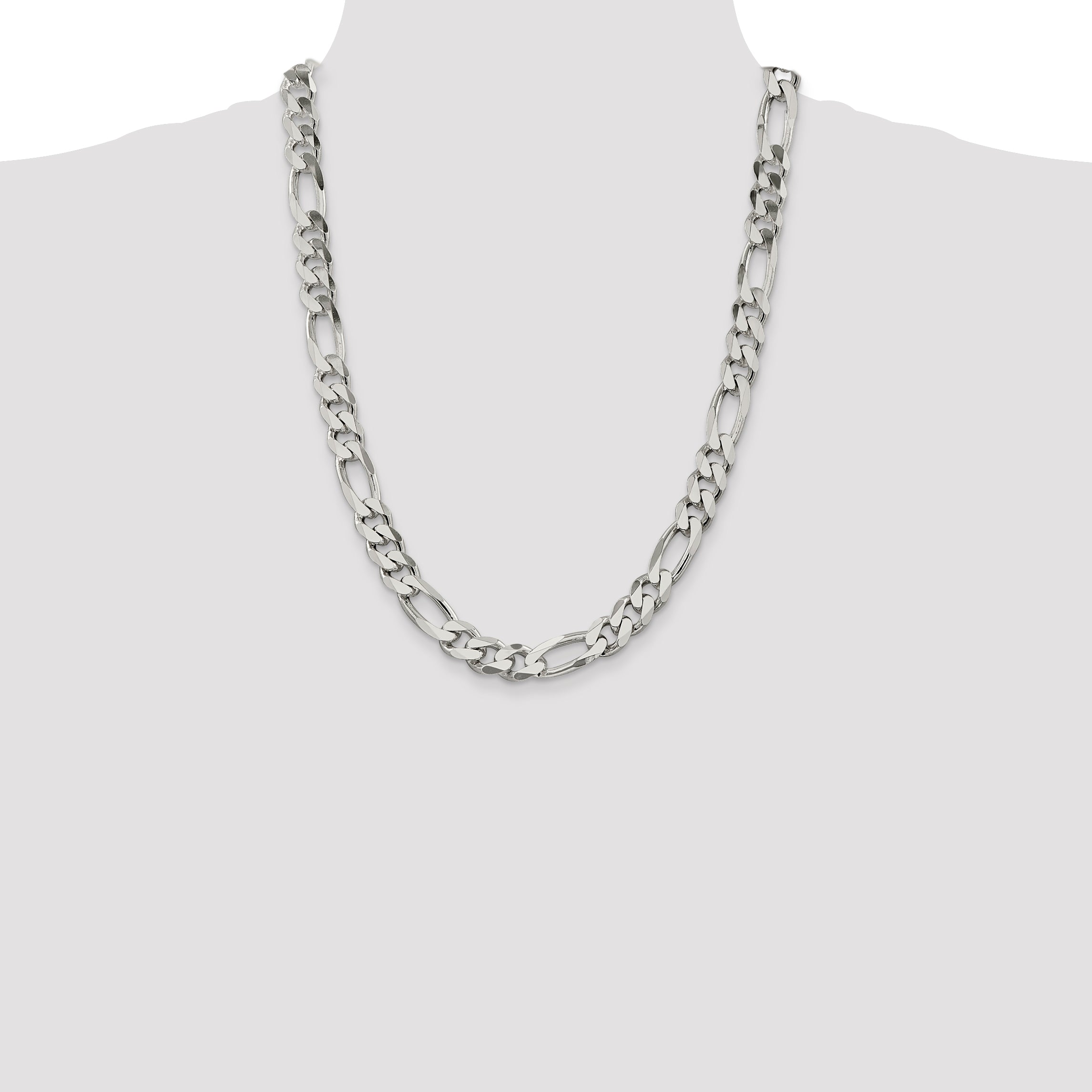 24 Inch Sterling Silver 10.75mm Figaro Chain