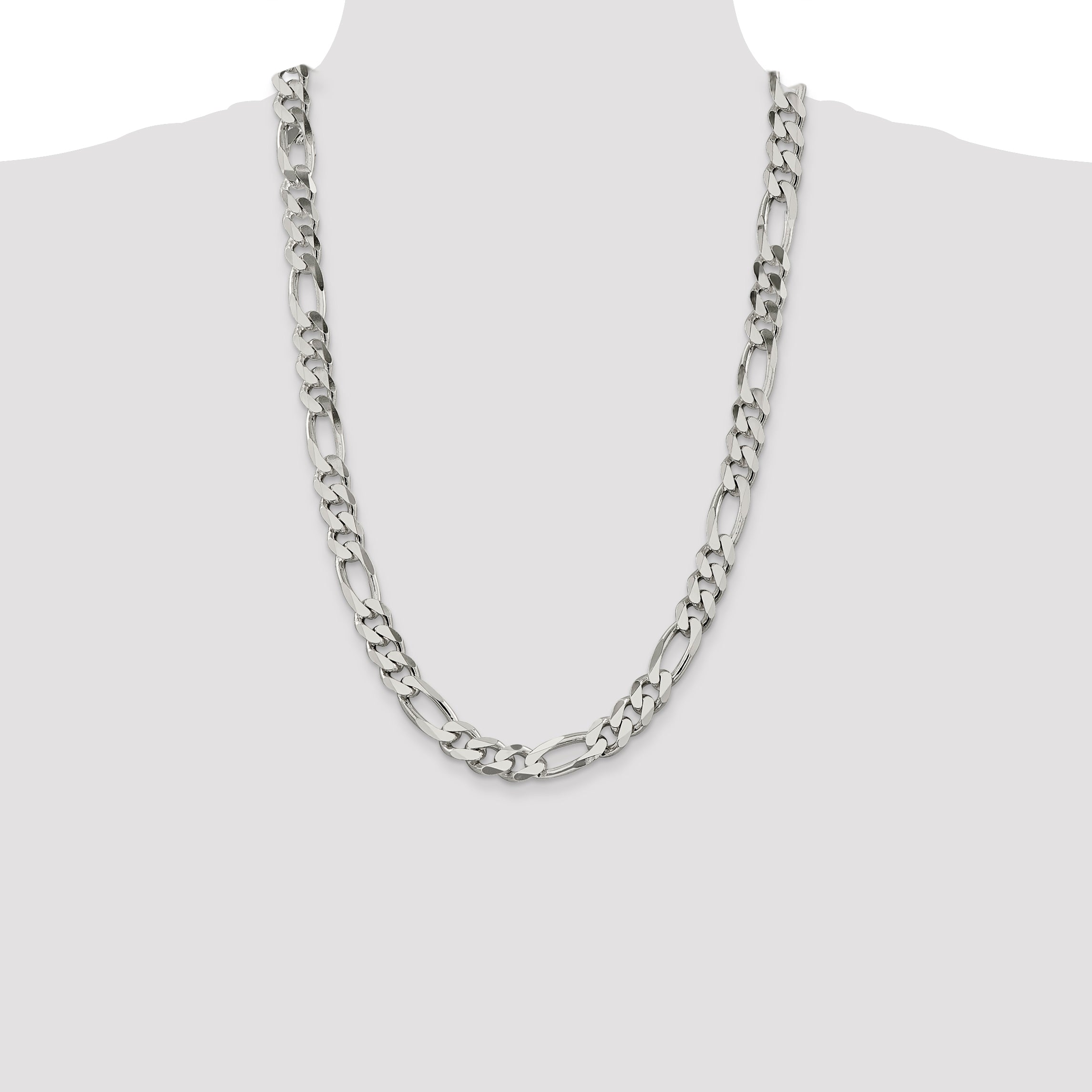 26 Inch Sterling Silver 10.75mm Figaro Chain