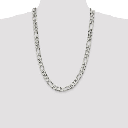26 Inch Sterling Silver 10.75mm Figaro Chain