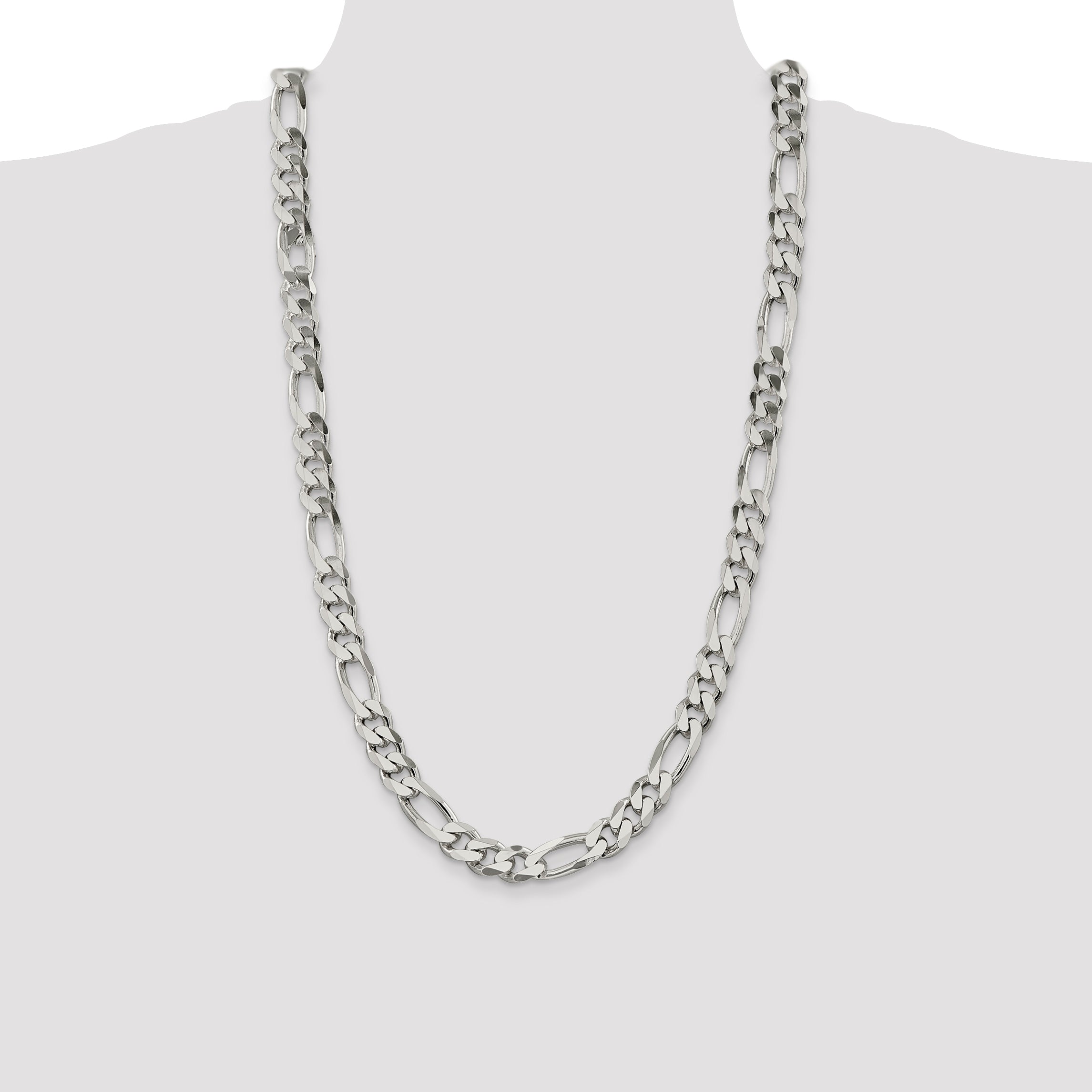 28 Inch Sterling Silver 10.75mm Figaro Chain