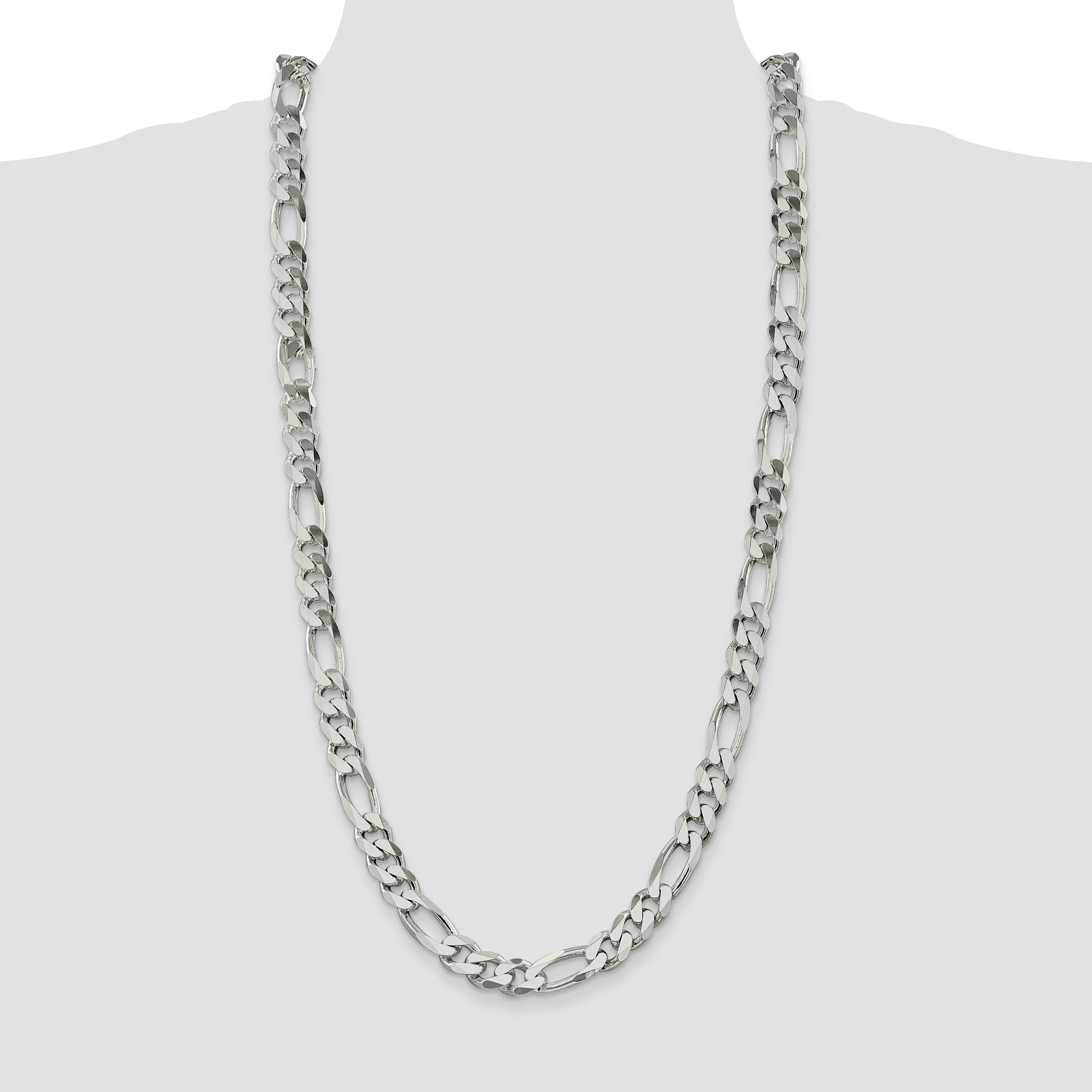 30 Inch Sterling Silver 10.75mm Figaro Chain