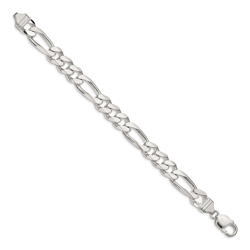 9 Inch Sterling Silver 10.75mm Figaro Chain Bracelet
