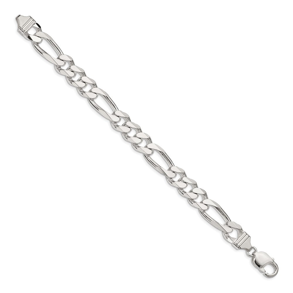 Sterling Silver 10.75mm Figaro Chain Bracelet