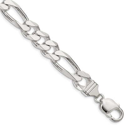 8 Inch Sterling Silver 10.75mm Figaro Chain