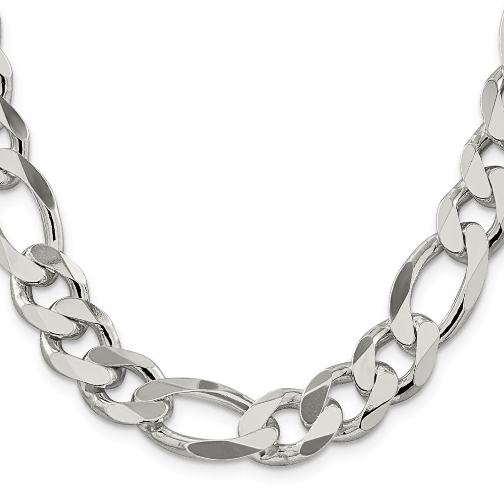 28 Inch Sterling Silver 13.5mm Figaro Chain Necklace