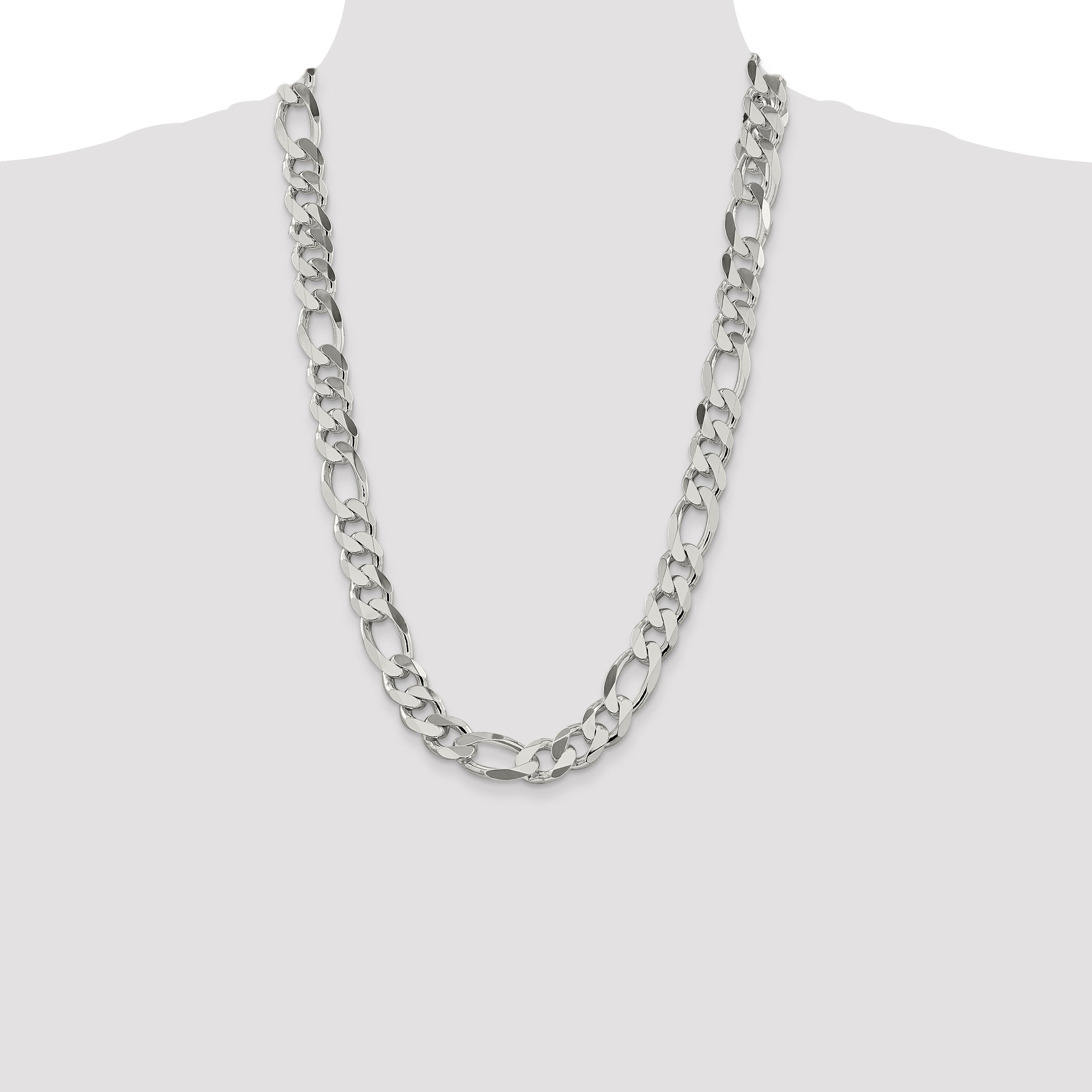 26 Inch Sterling Silver 13.5mm Figaro Chain