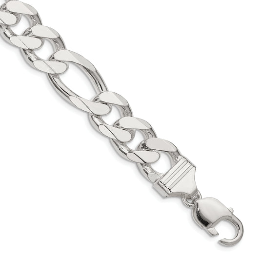 9 Inch Sterling Silver 13.5mm Figaro Chain