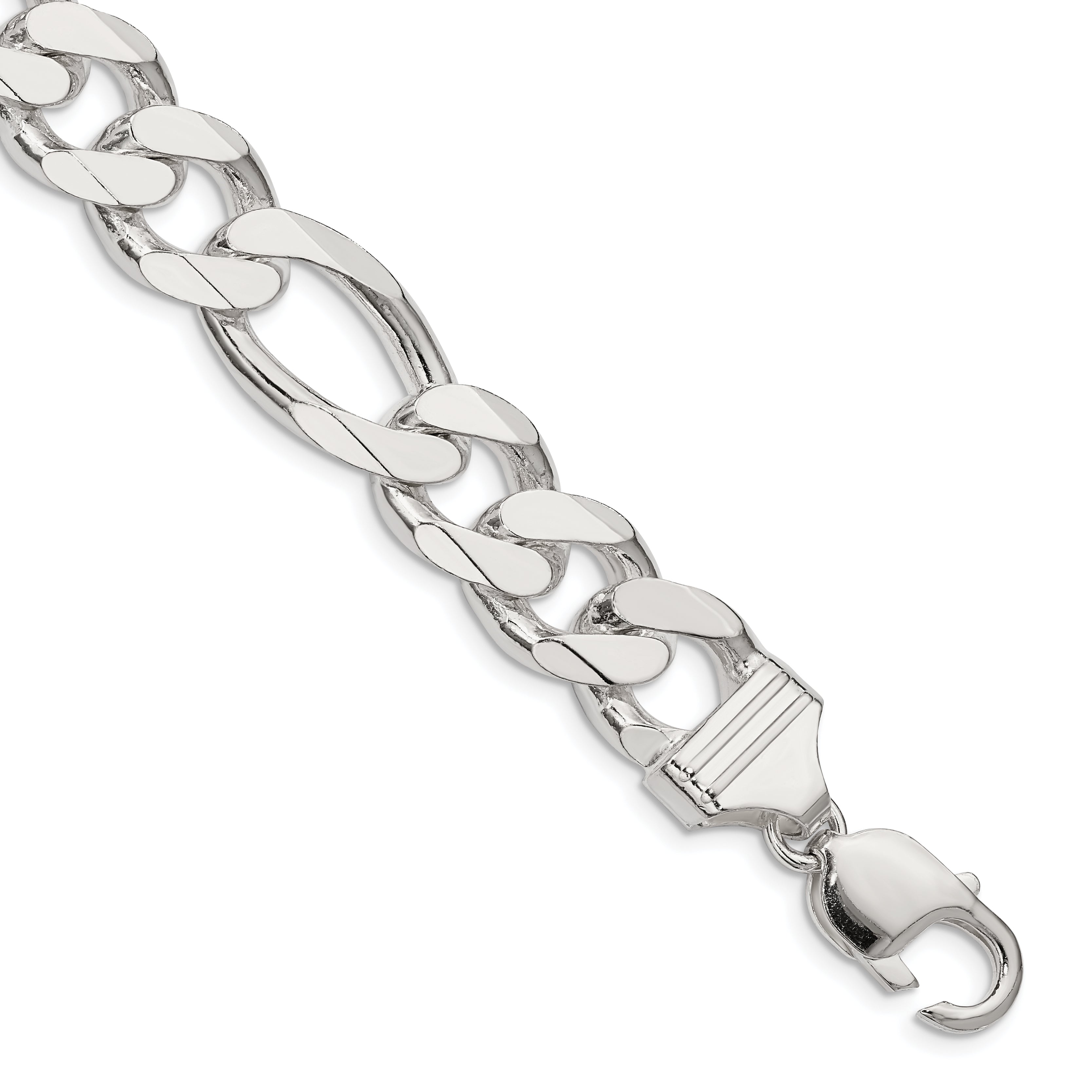 8 Inch Sterling Silver 13.5mm Figaro Chain