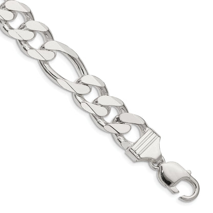 8 Inch Sterling Silver 13.5mm Figaro Chain