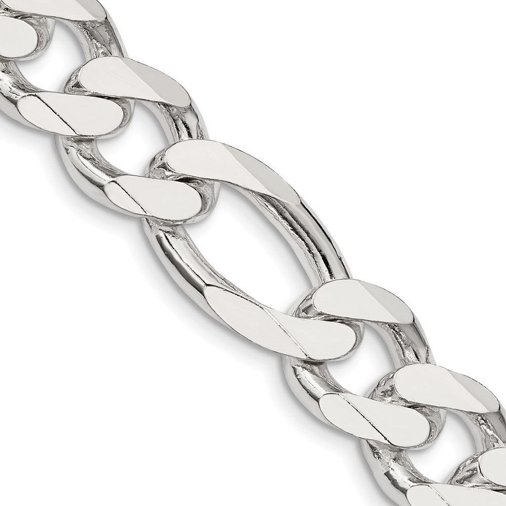 28 Inch Sterling Silver 13.5mm Figaro Chain Necklace
