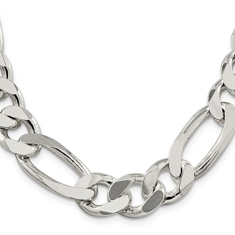 Sterling Silver 15mm Figaro Chain Necklace