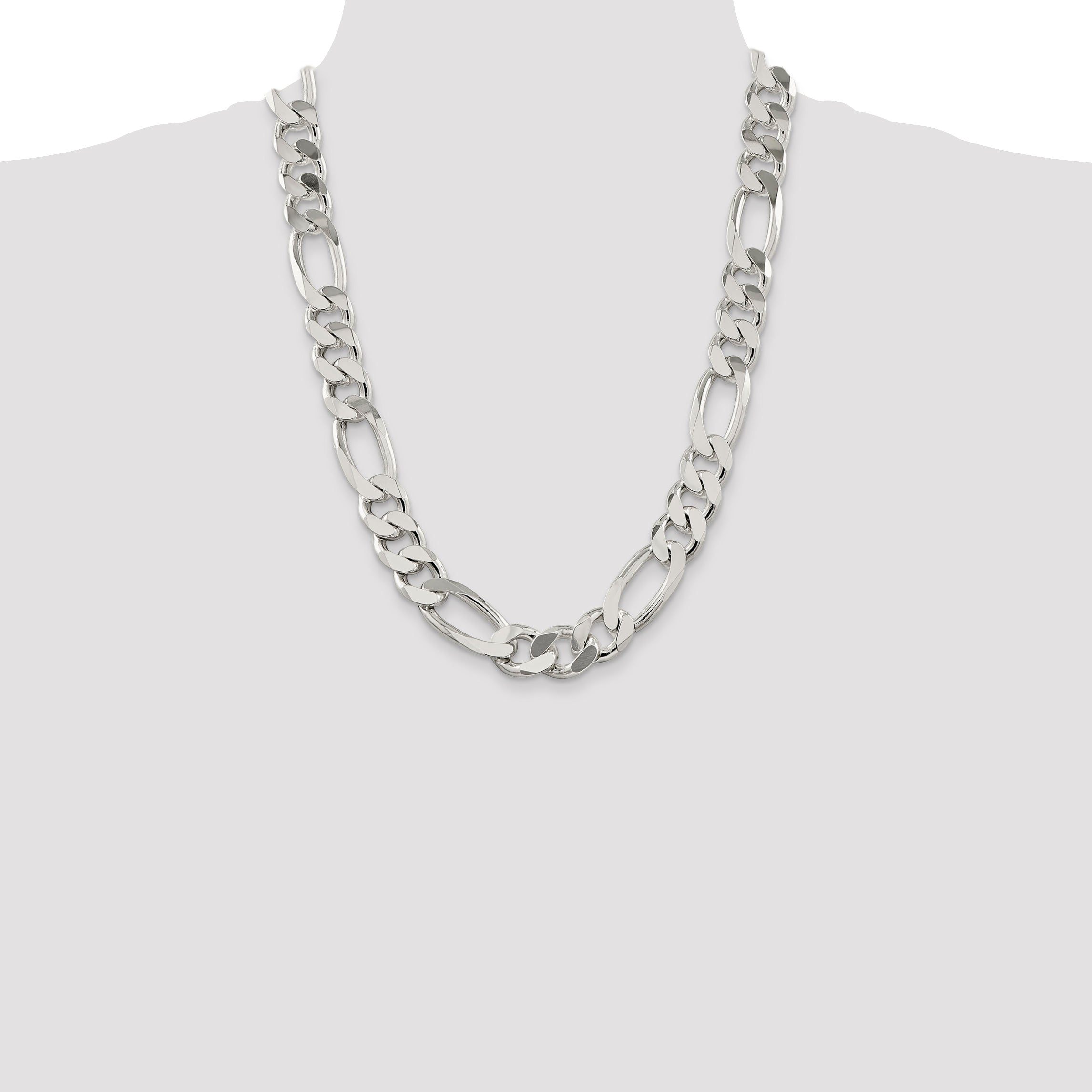 24 Inch Sterling Silver 15mm Figaro Chain
