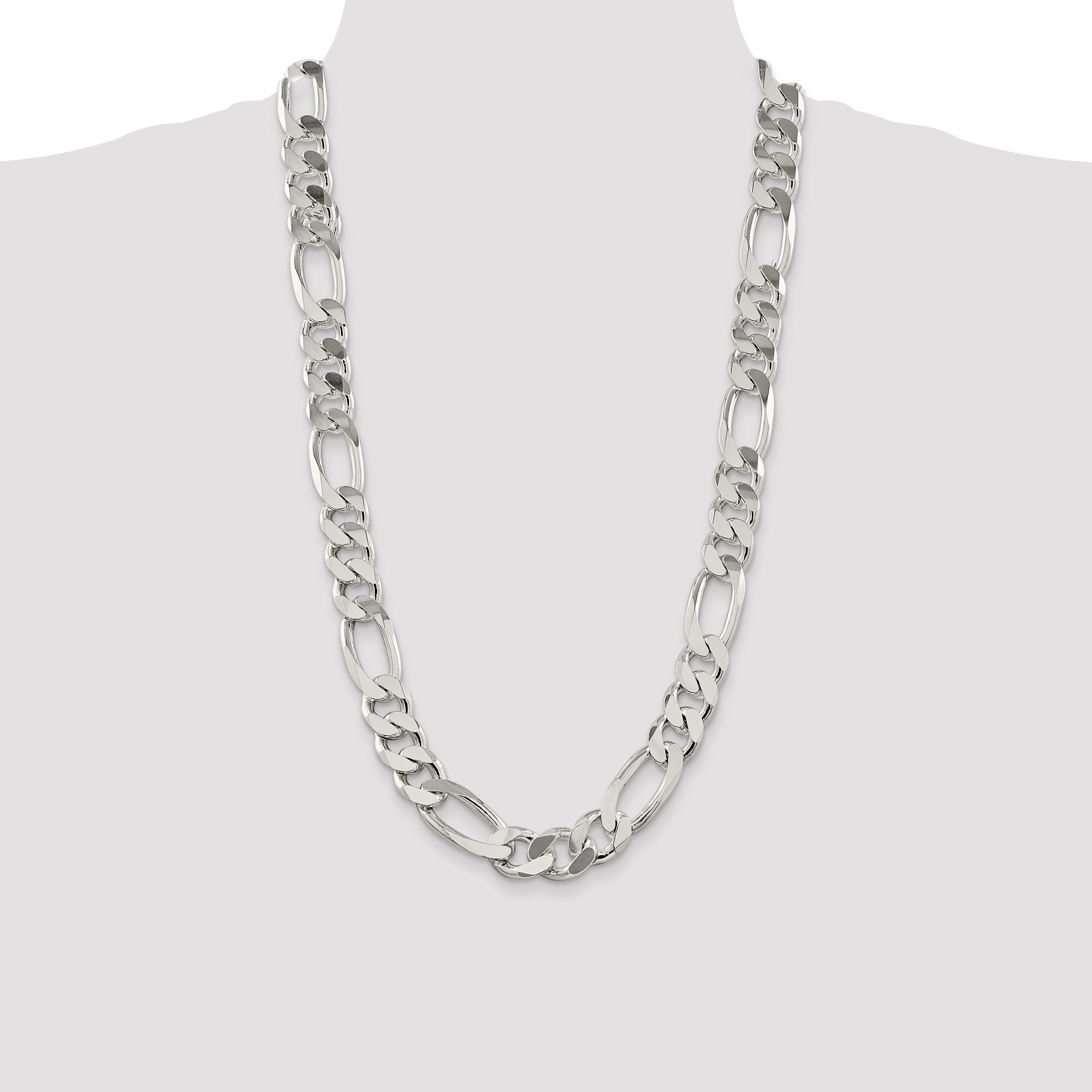 28 Inch Sterling Silver 15mm Figaro Chain
