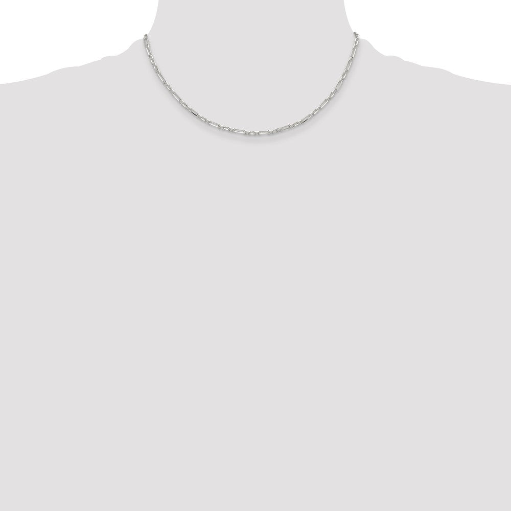 Sterling Silver D/c 3mm 3 Short Plus 1 Long Cable Link Chain