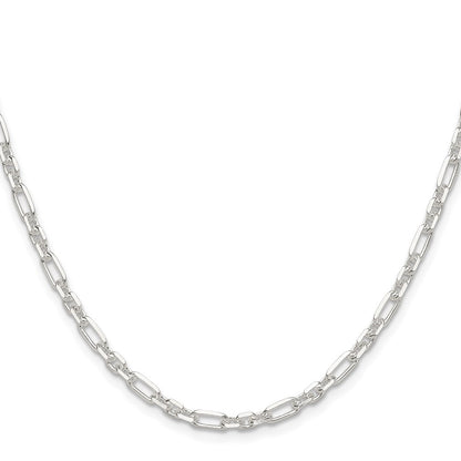 Sterling Silver D/c 4mm 3 Short Plus 1 Long Cable Link Chain