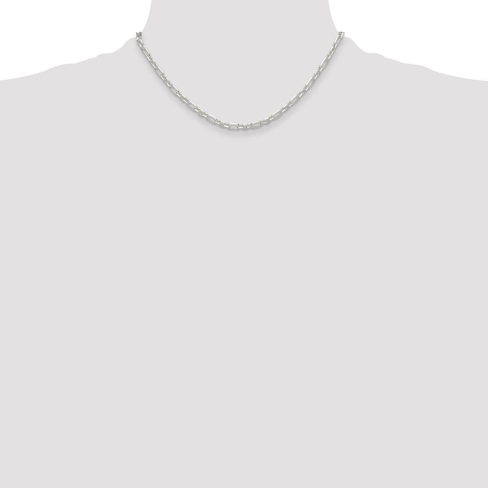 Sterling Silver D/c 4mm 3 Short Plus 1 Long Cable Link Chain