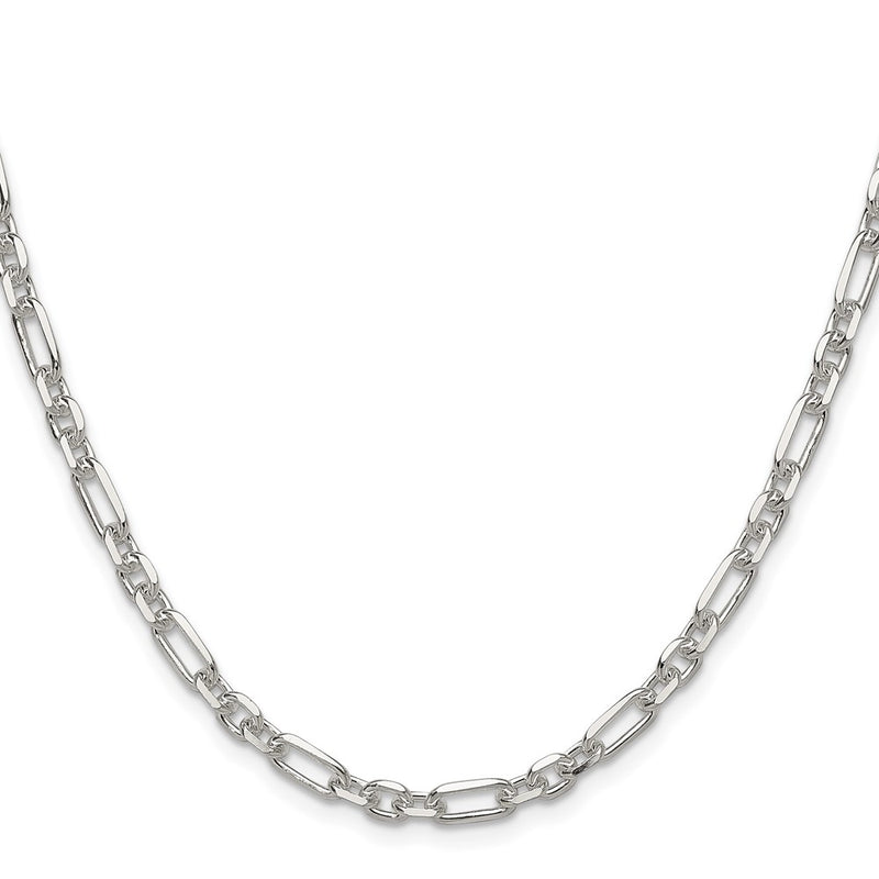 Sterling Silver D/c 4.5mm 3 Short Plus 1 Long Cable Link Chain