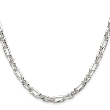 Sterling Silver D/c 6mm 3 Short Plus 1 Long Cable Link Chain