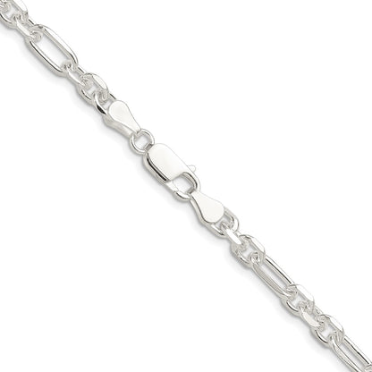 Sterling Silver D/c 6mm 3 Short Plus 1 Long Cable Link Chain