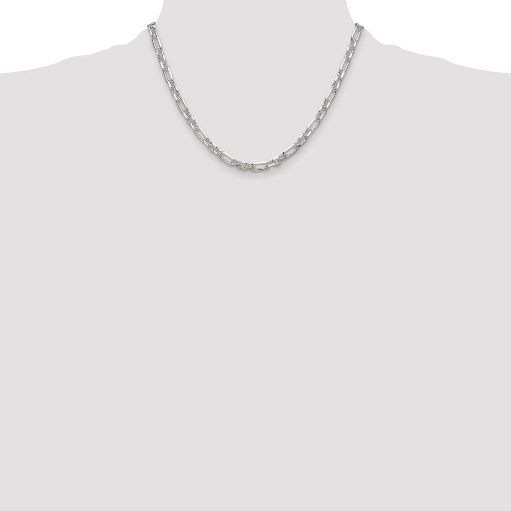 Sterling Silver D/c 6mm 3 Short Plus 1 Long Cable Link Chain