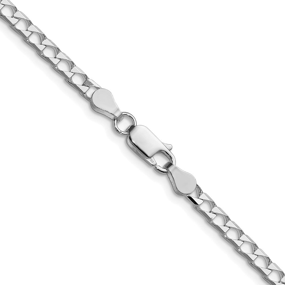 Sterling Silver Rhodium-Plated 3.25mm D/c Square Curb Chain