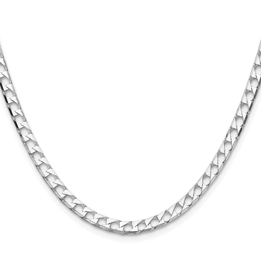 Sterling Silver Rhodium-Plated 4mm D/c Square Curb Chain