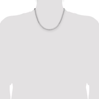 Sterling Silver Rhodium-Plated 4mm D/c Square Curb Chain